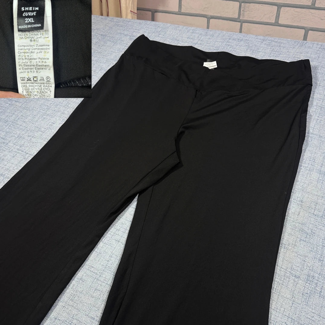 SHEIN® Black Flared Pants Curve-2XL
