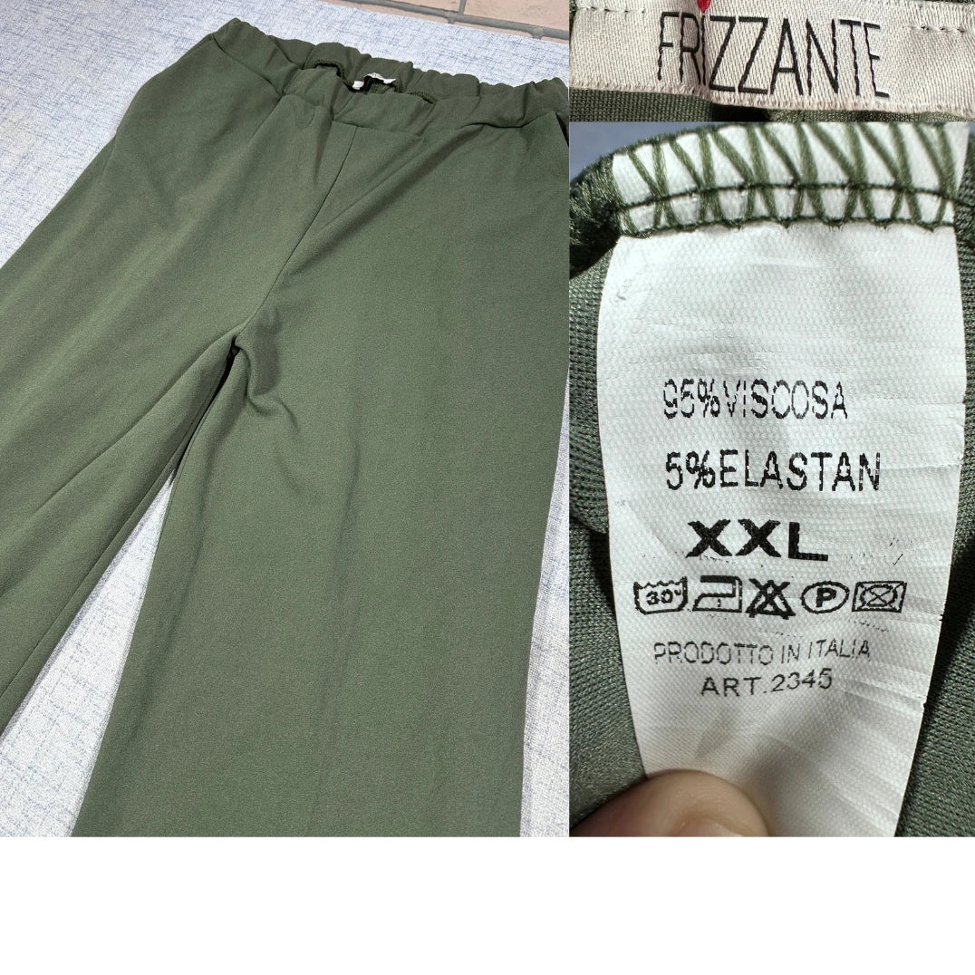 Frizzante® Olive Wide Leg Pants-S