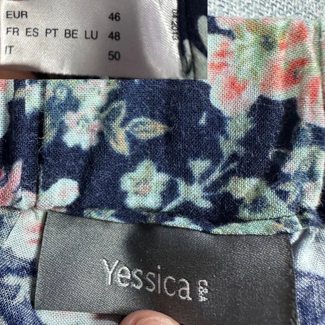 Yessica® Navy Floral Trousers Wide-2XL