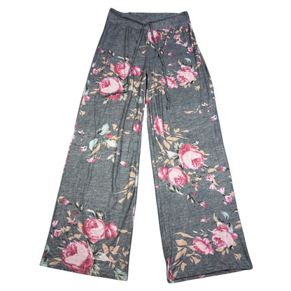 Unbranded Grey Floral Wide Leg Pants-2XL
