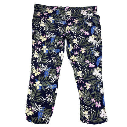 UP2FASHION® Navy Floral Viscose Trousers-3XL