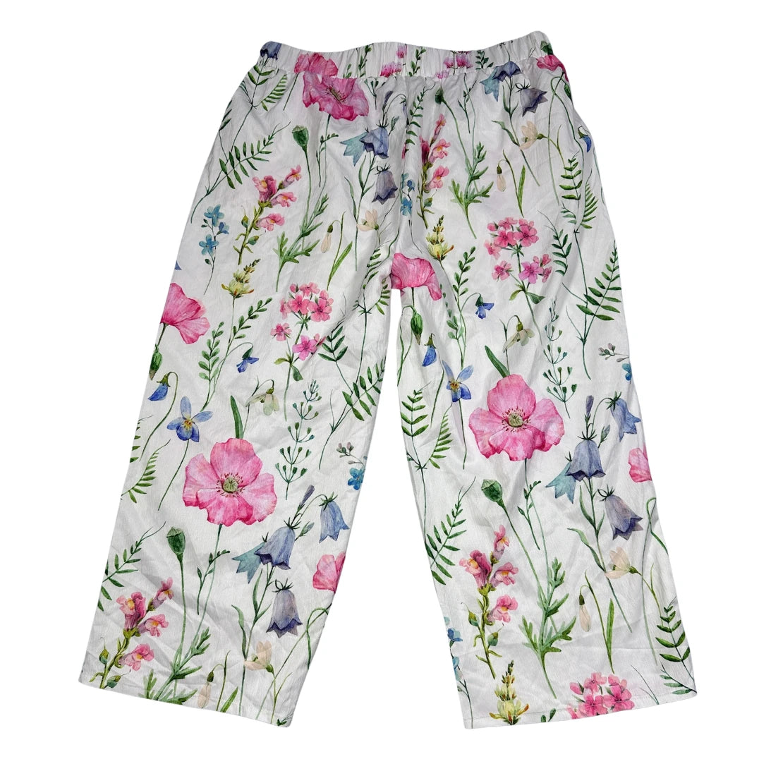 Unbranded White Floral Print Trousers-XL