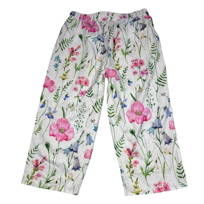 Unbranded White Floral Print Trousers-XL