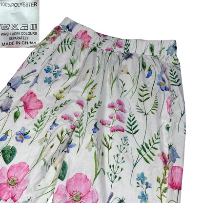 Unbranded White Floral Print Trousers-XL