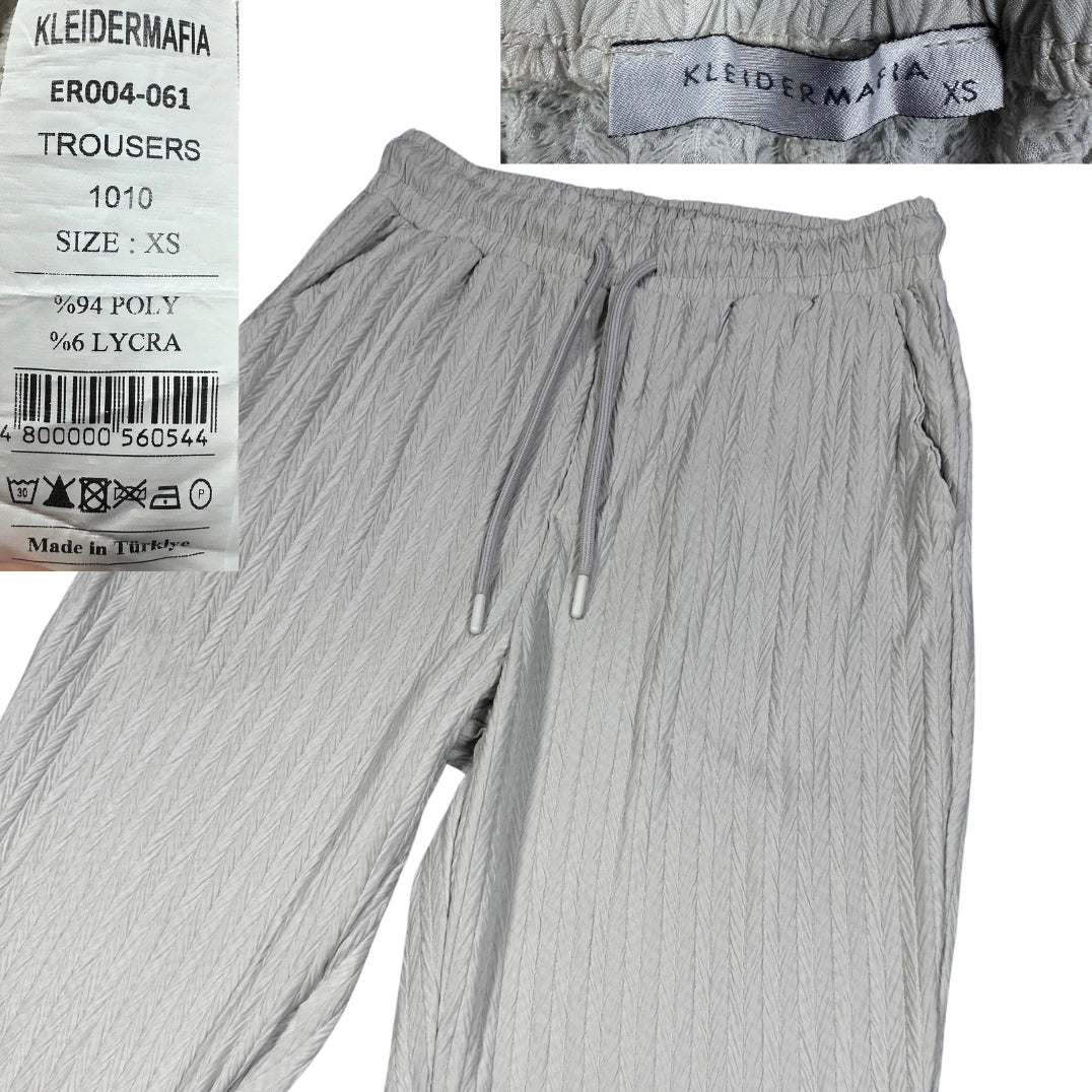 KLEIDERMAFIA Grey Women's Textured Trousers-XS Ladies Bottom
