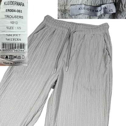 KLEIDERMAFIA Grey Women's Textured Trousers-XS Ladies Bottom