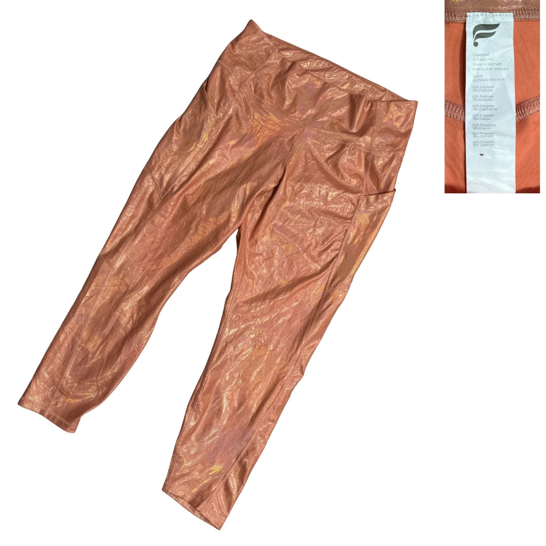 Rose Gold Shimmer Performance Leggings(XL)