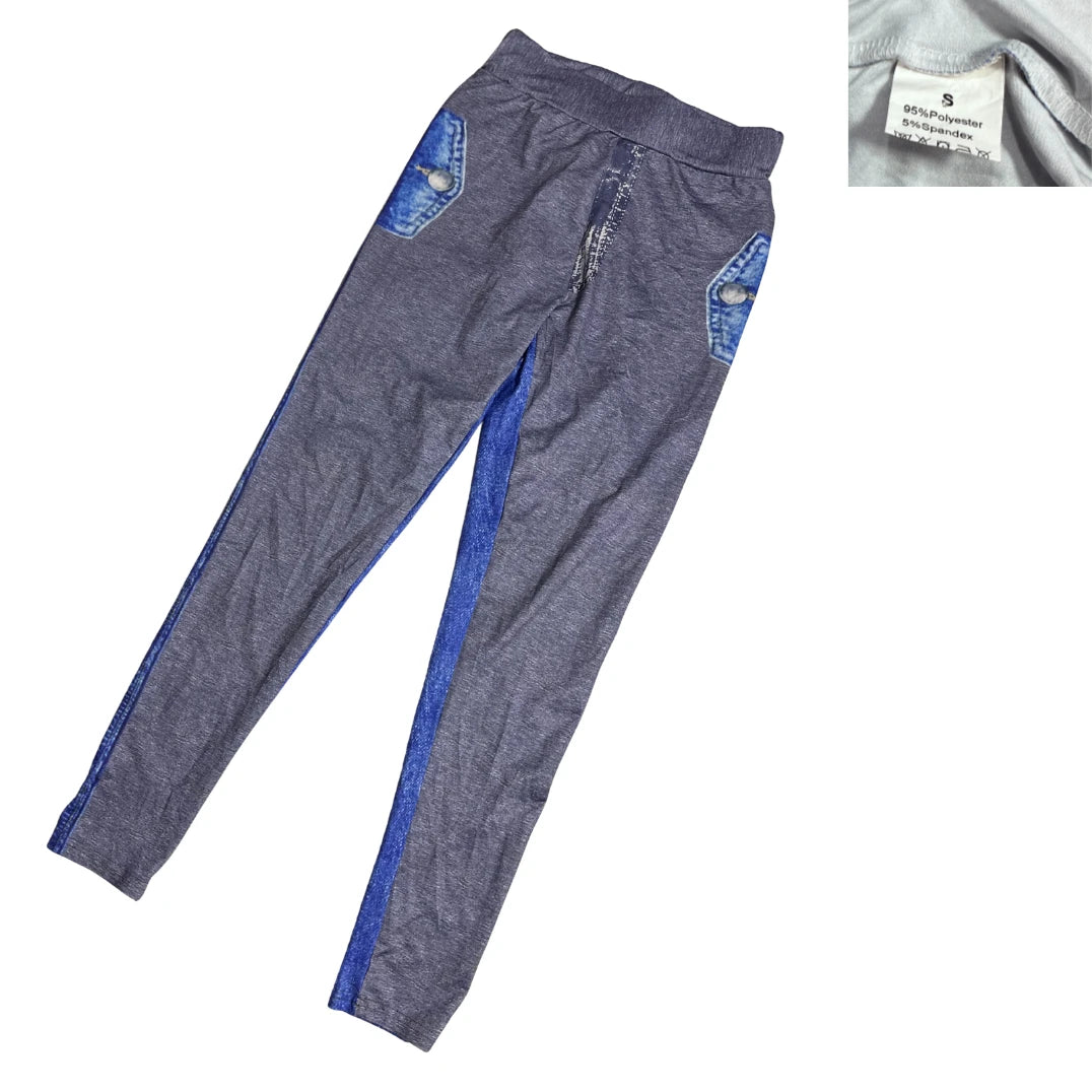 Denim Look Stretch Jegging Leggings(S)