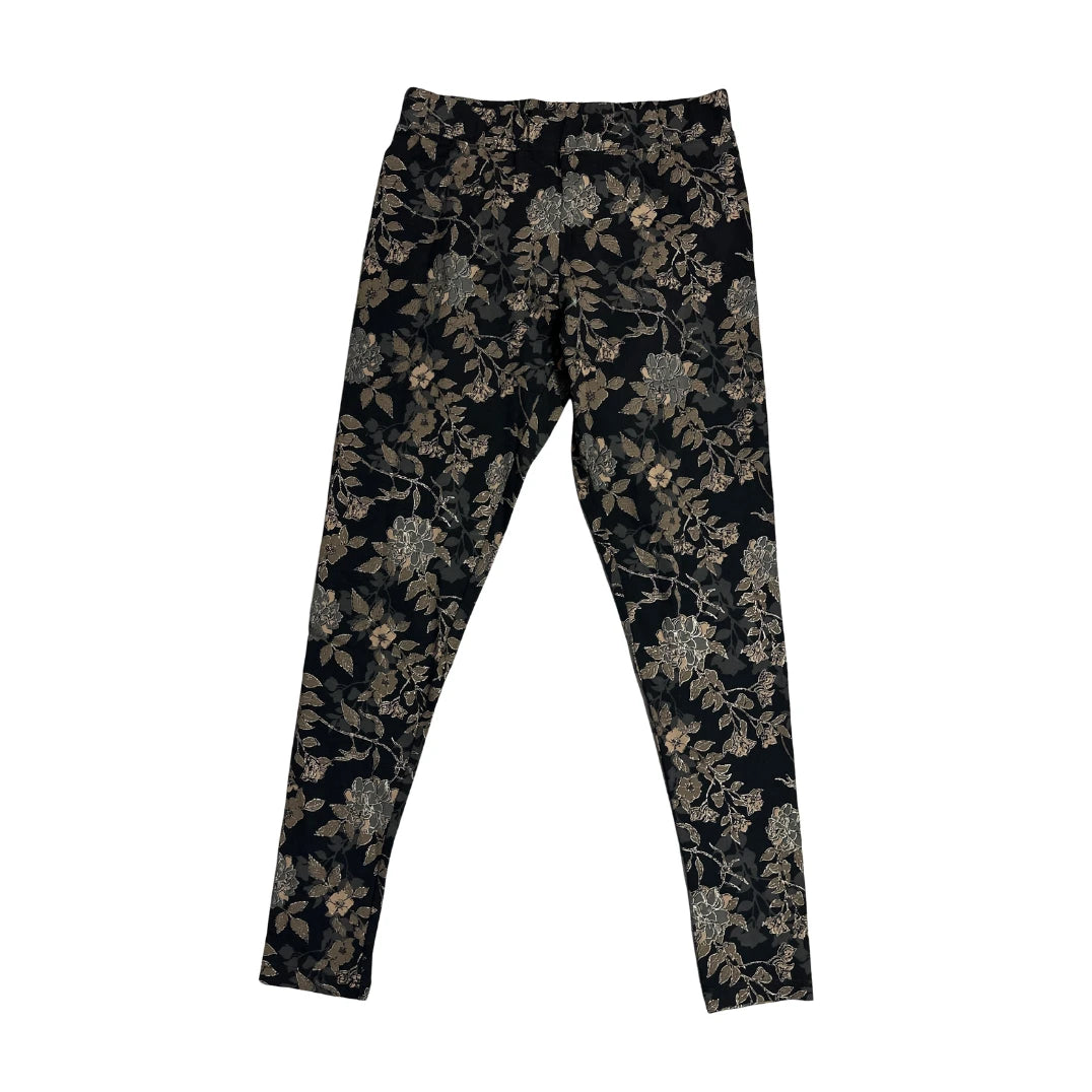 Elegant Black Floral Stretch Leggings(S)