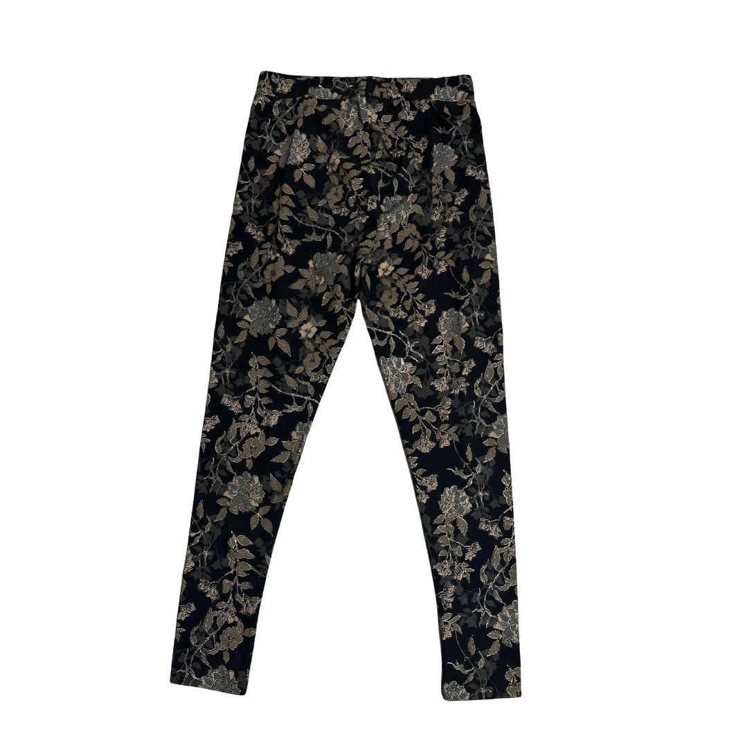Elegant Black Floral Stretch Leggings(S)