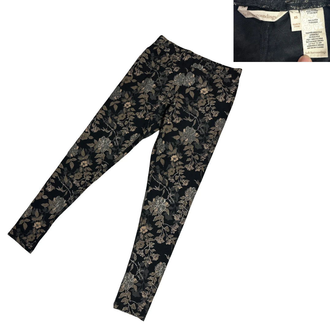 Elegant Black Floral Stretch Leggings(S)