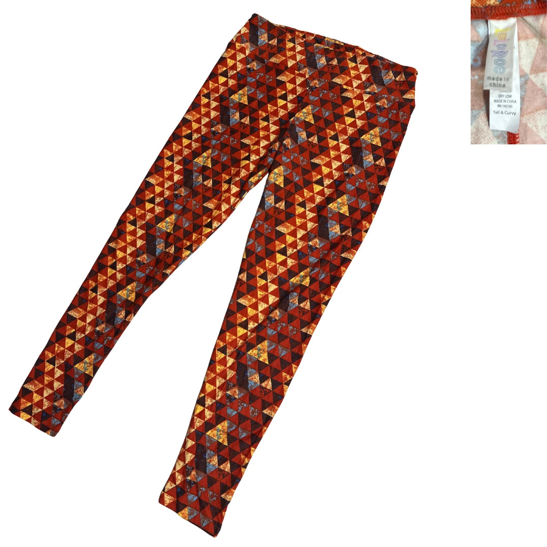 Vibrant Geometric Print Stretch Leggings(L)