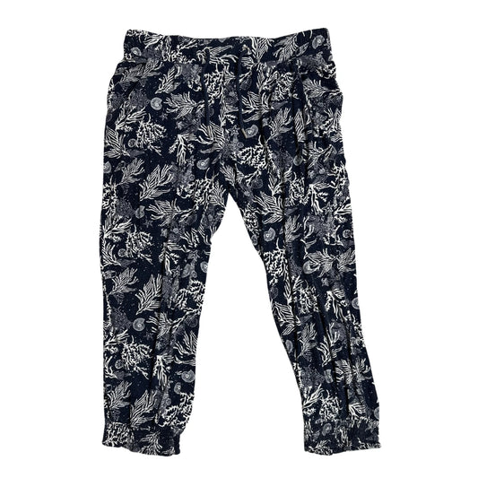 Navy Ocean Print Relaxed Fit Trouser