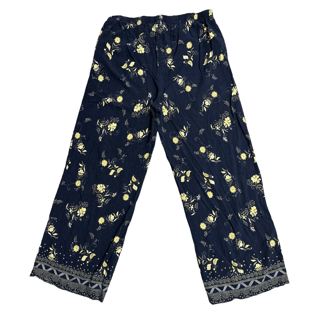 DAMART® Navy Floral Wide Leg Lounge Pants