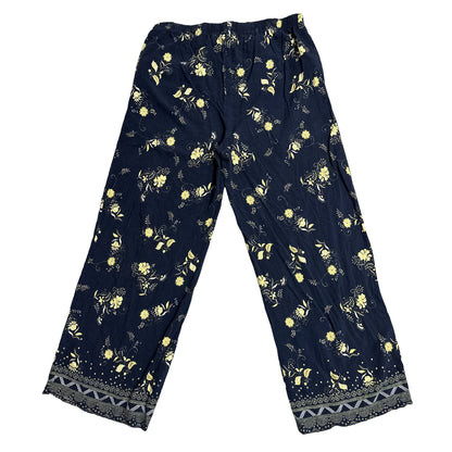 DAMART® Navy Floral Wide Leg Lounge Pants