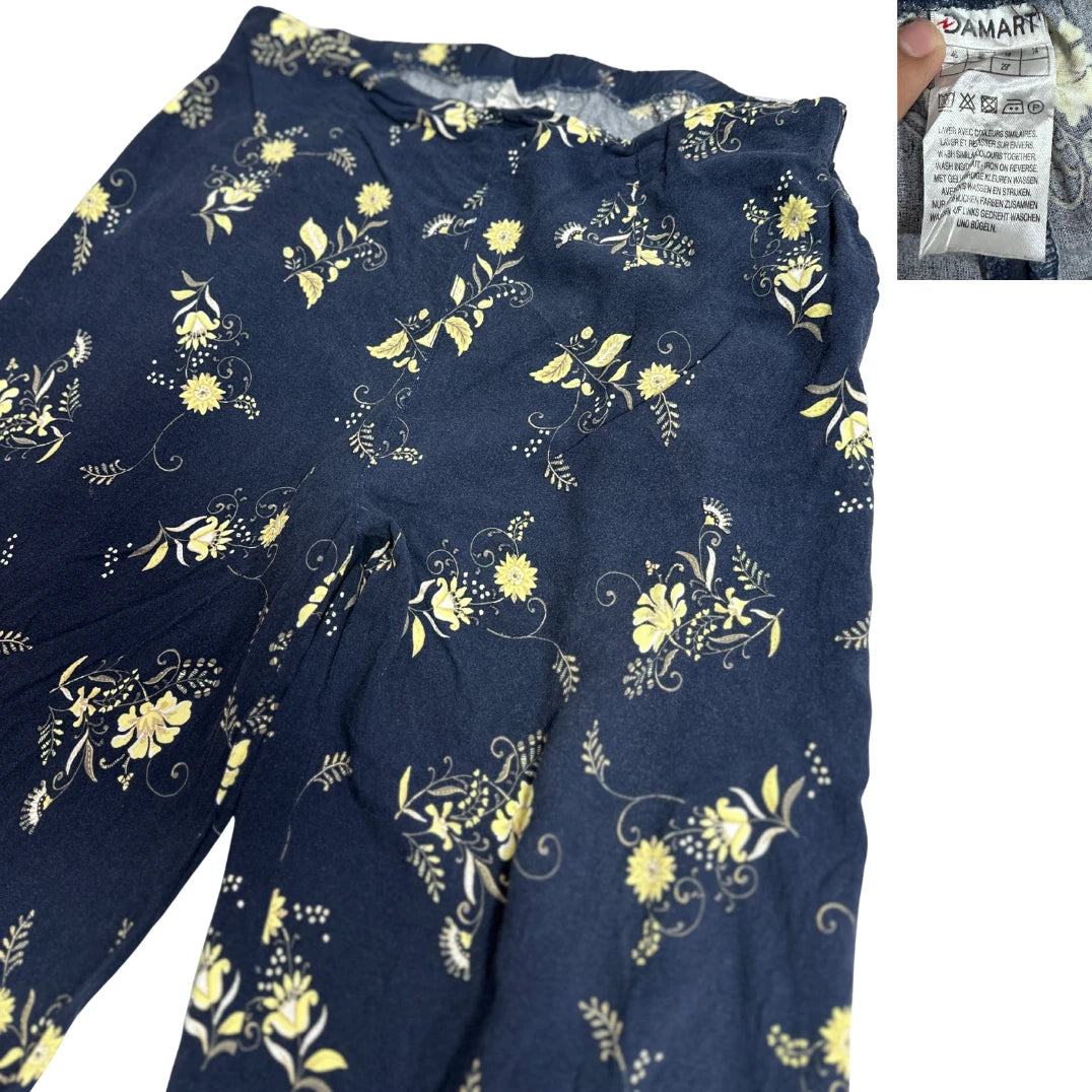 DAMART® Navy Floral Wide Leg Lounge Pants