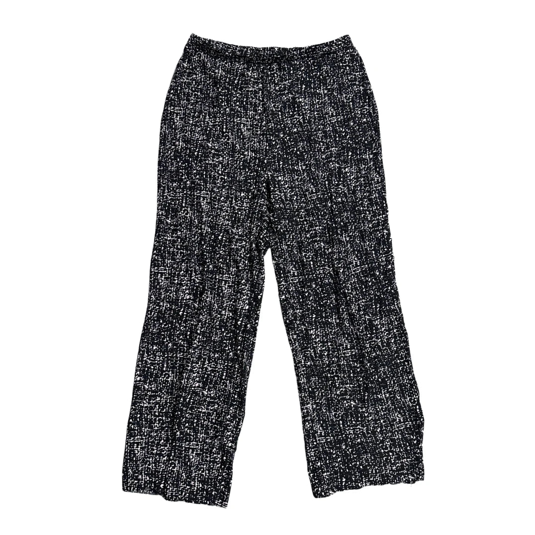 Black & White Textured Print Wide-Leg Pants