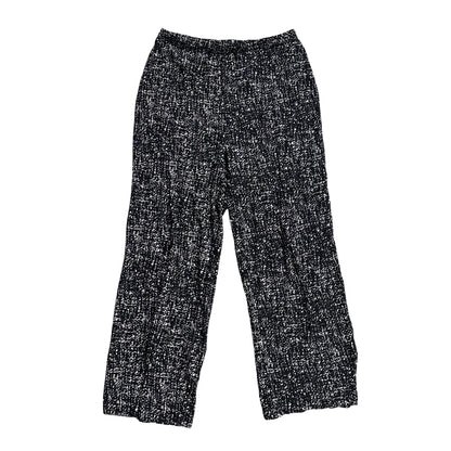 Black & White Textured Print Wide-Leg Pants