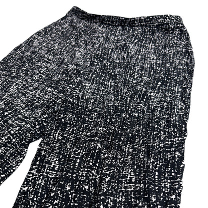 Black & White Textured Print Wide-Leg Pants