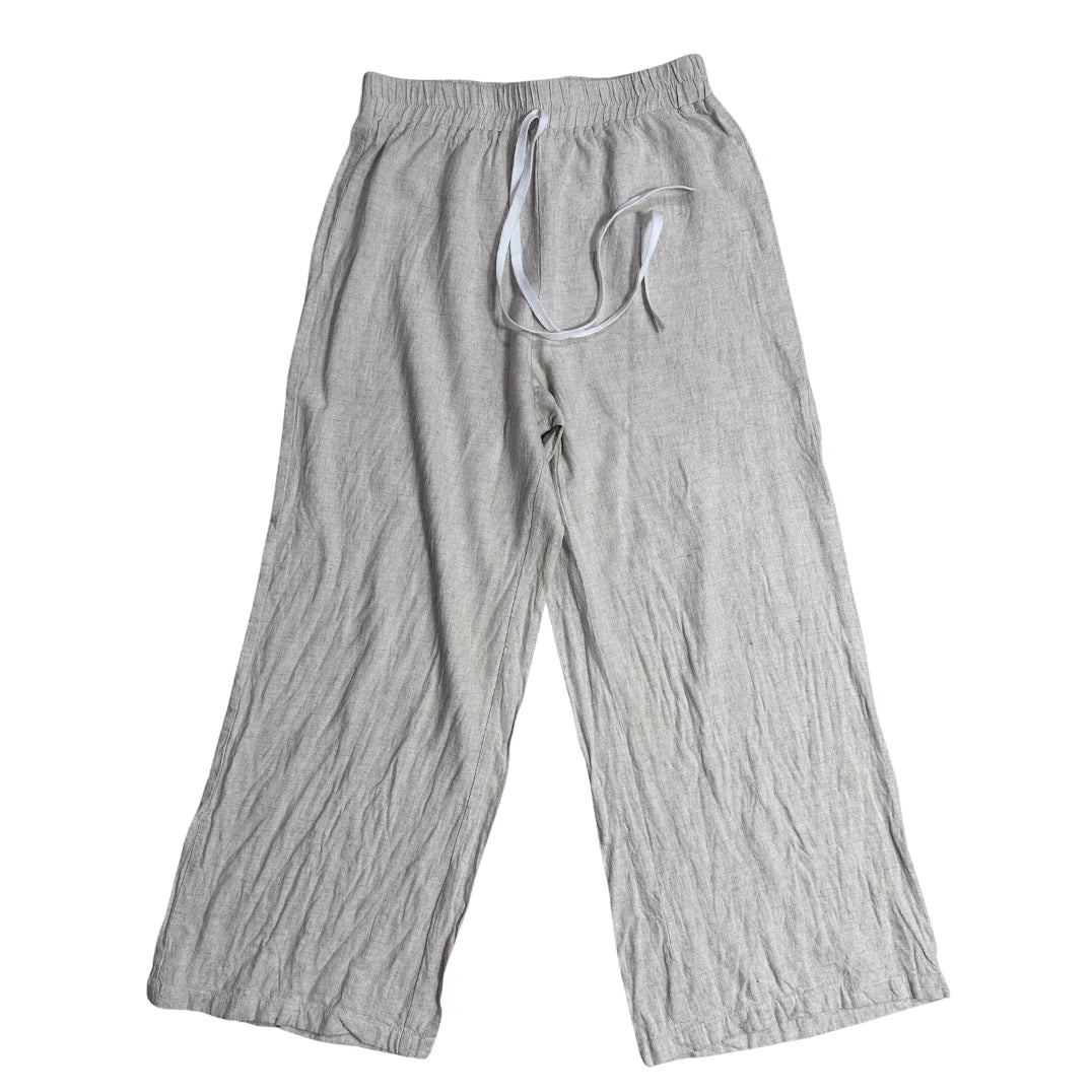 SHEIN ® Beige Linen-Blend Wide-Leg Pants