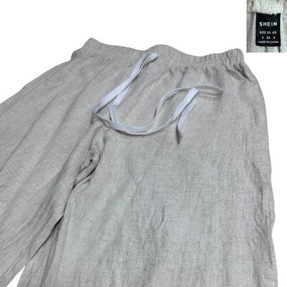 SHEIN ® Beige Linen-Blend Wide-Leg Pants