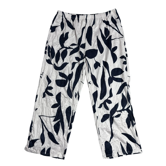 Beige & Black Botanical Print Wide-Leg Pants