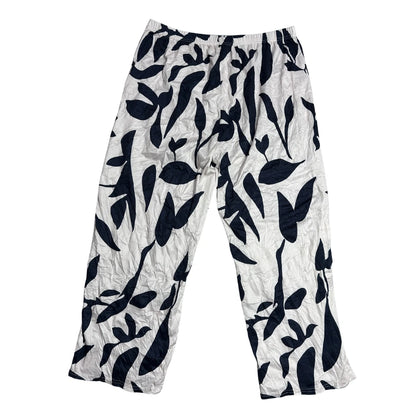 Beige & Black Botanical Print Wide-Leg Pants