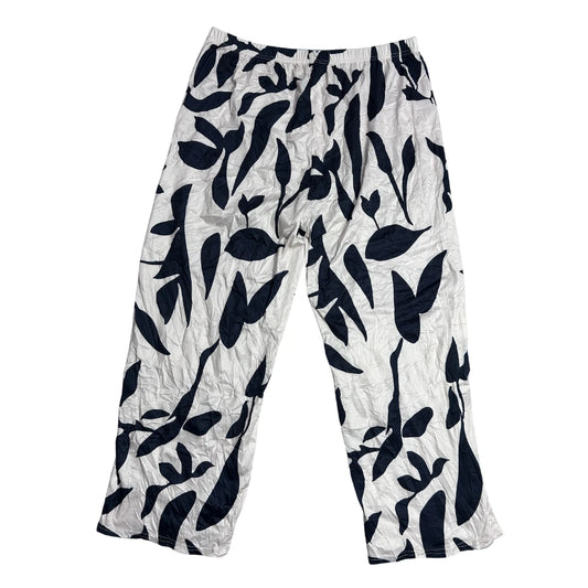 Beige & Black Botanical Print Wide-Leg Pants