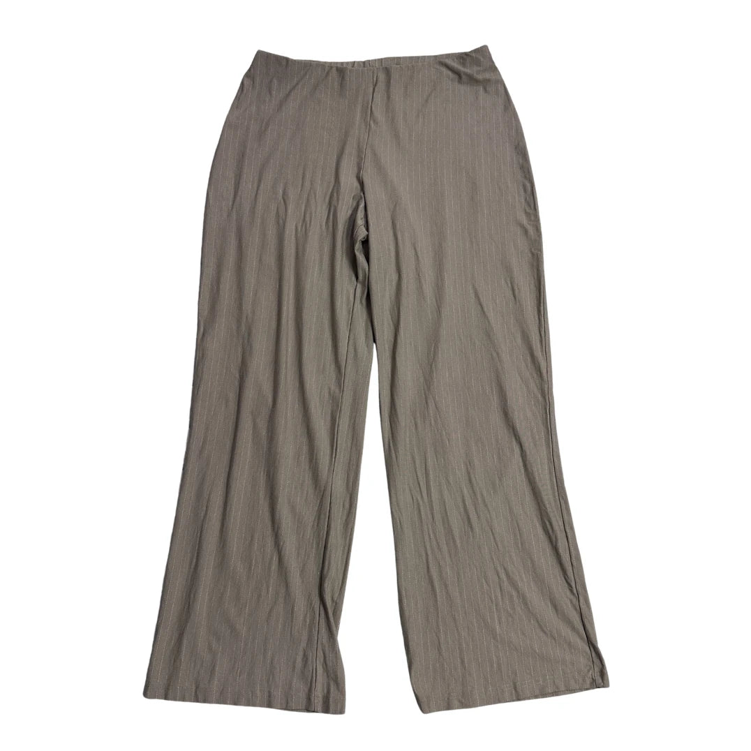 Classic Brown Pinstripe Wide-Leg Trousers