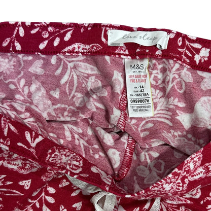 M&S Love Sleep Red Floral Lounge Pajama Pants 🌸