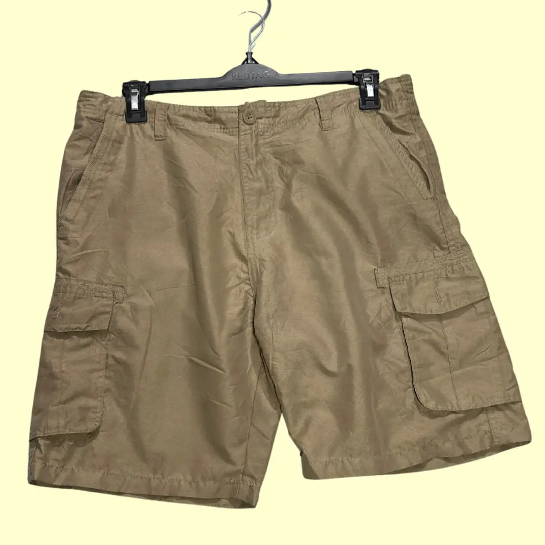 Burnside® Explorer cargo shorts in a classic khaki color.