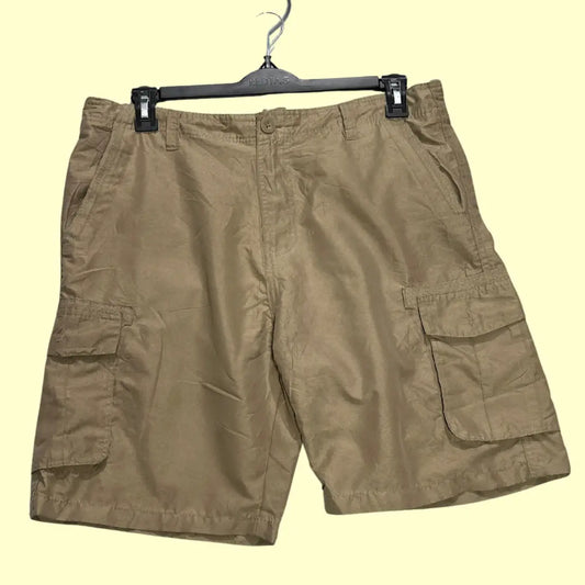 Burnside® Explorer cargo shorts in a classic khaki color.