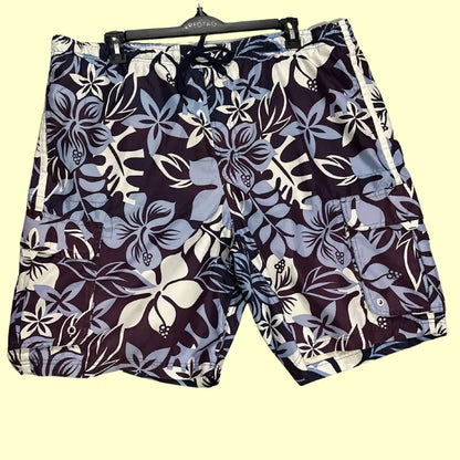 Old Navy ®floral print swim shorts in a tropical Hawaiian-inspired design.