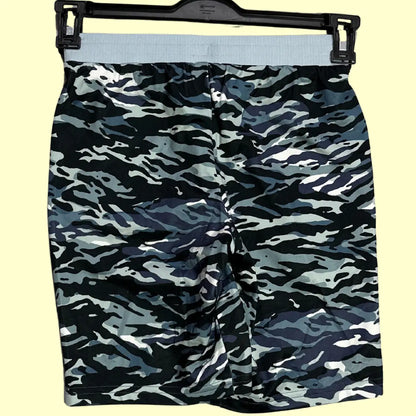 Under Armour® camo print performance shorts in a striking black, grey, and blue camouflage design