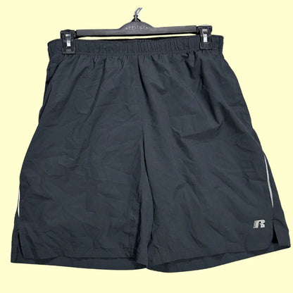Russell® Athletic Black Training Shorts with odor-protection technology.