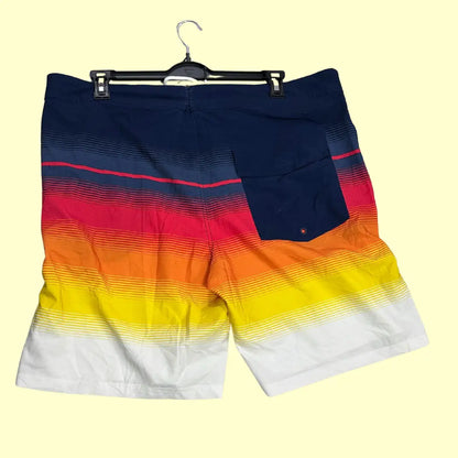 🌈 No Boundaries Men’s Board Shorts – Multicolor Striped (Preloved, Size 42)