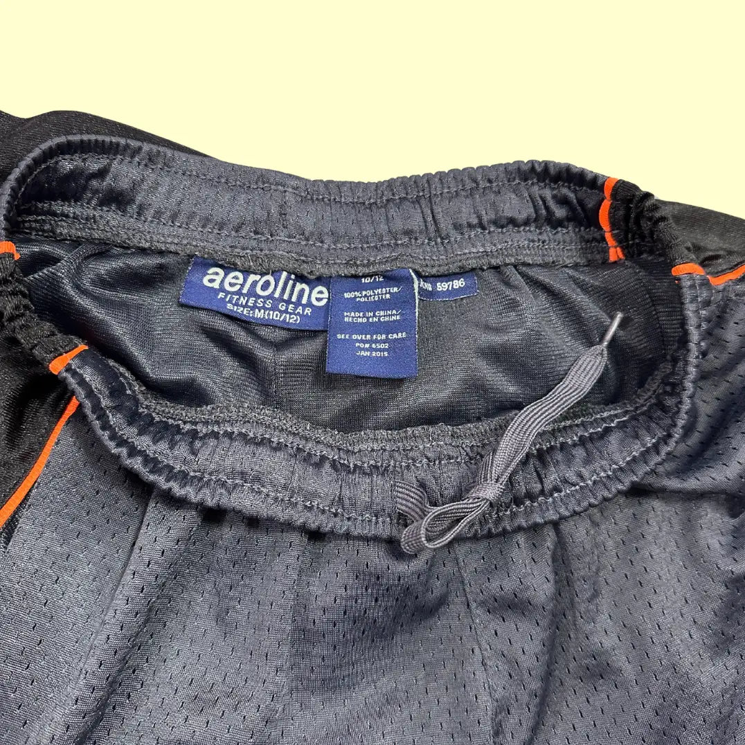 🏀 Aeroline® Fitness Gear Men’s Sports Shorts – Black with Orange Piping (Preloved, Size M)