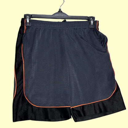 🏀 Aeroline® Fitness Gear Men’s Sports Shorts – Black with Orange Piping (Preloved, Size M)