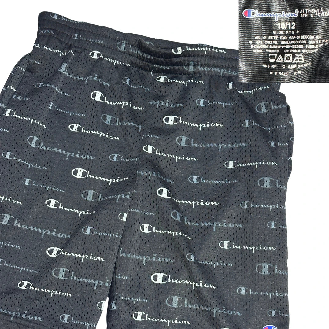 Champion® Black Logo Print Athletic Shorts (S)