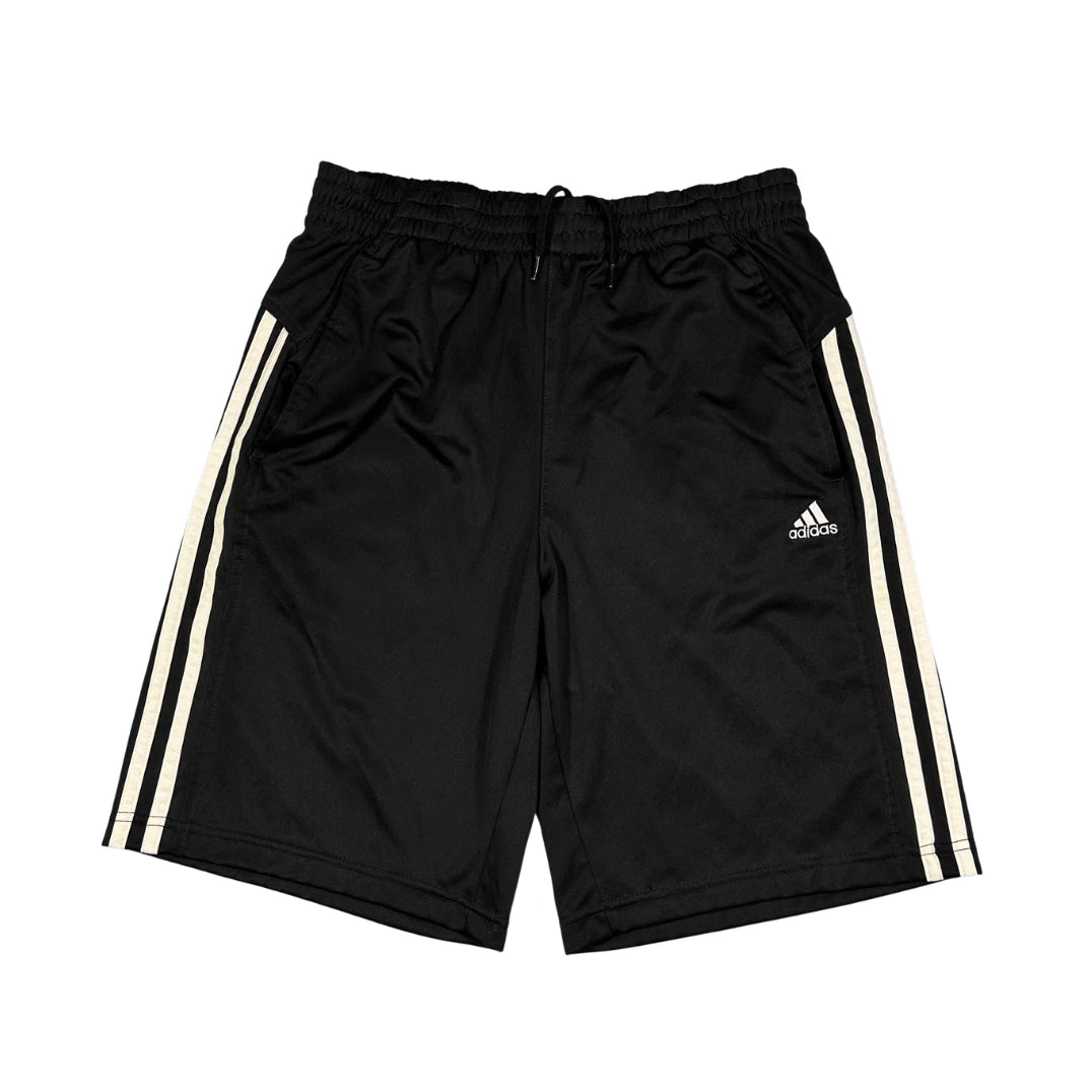 Adidas® Black White Three Stripe Athletic Shorts(M)