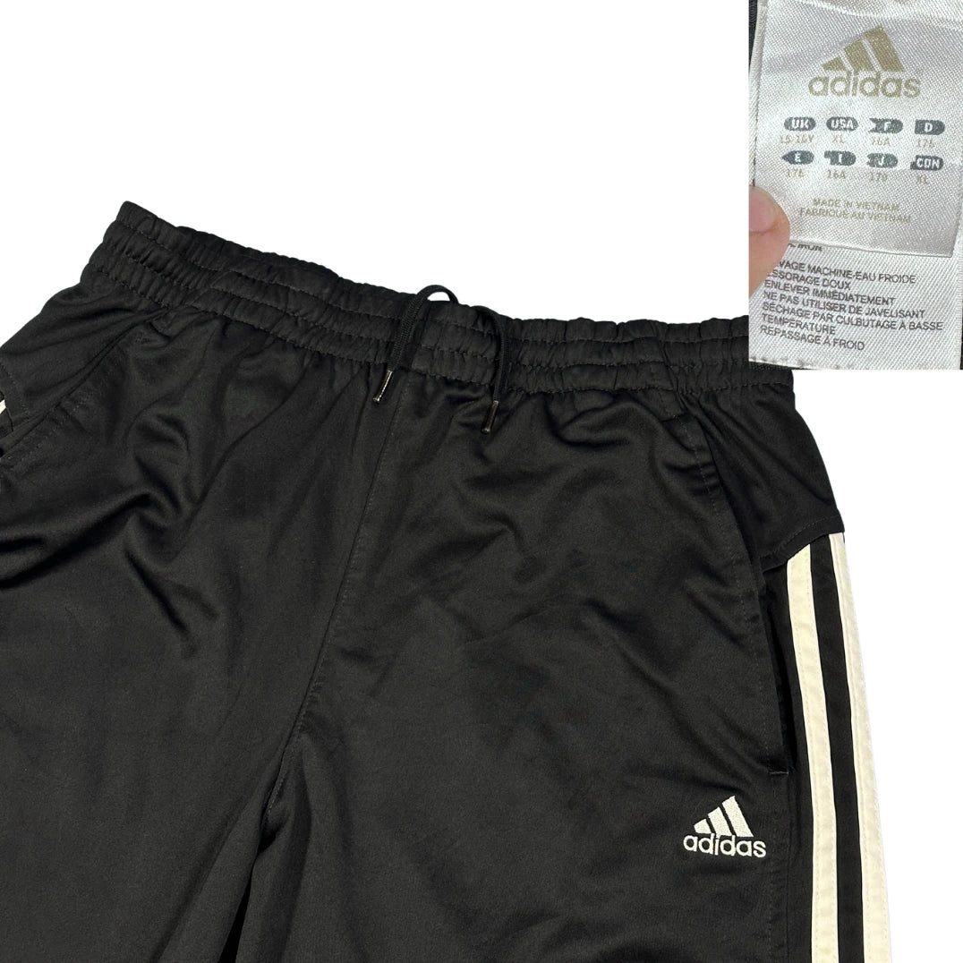 Adidas® Black White Three Stripe Athletic Shorts(M)
