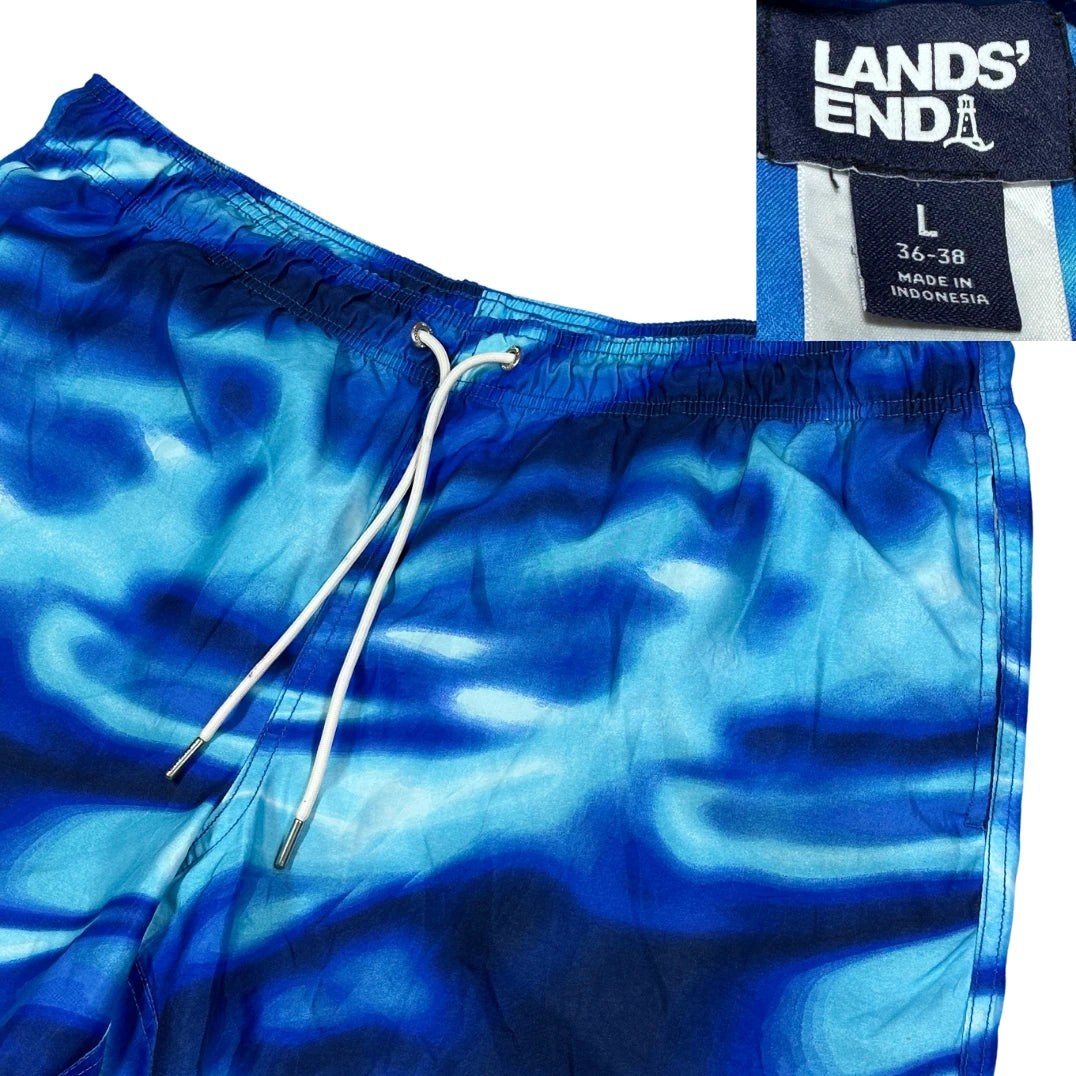 Lands' End® Blue Abstract Print Swim Shorts