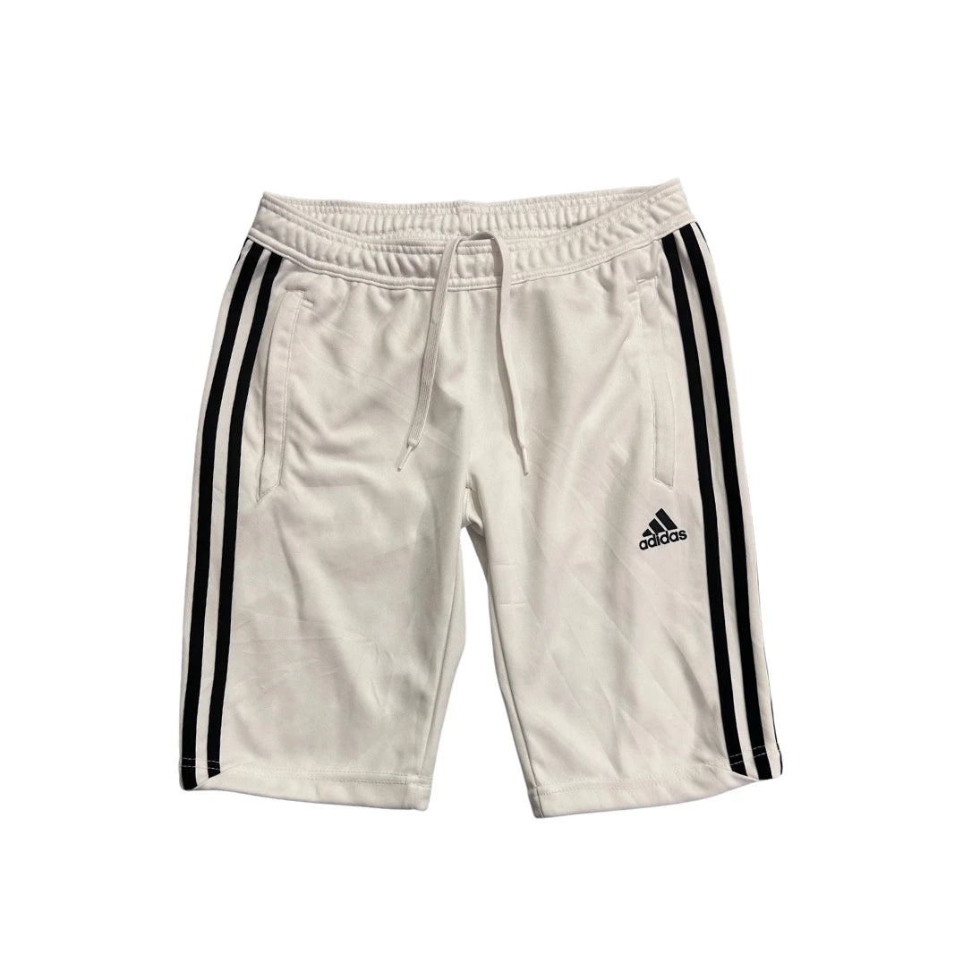 Adidas® White Three Stripe Athletic Shorts(S)