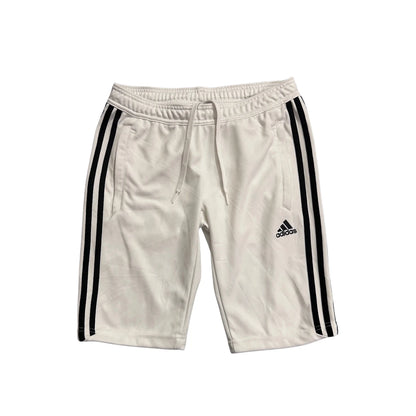 Adidas® White Three Stripe Athletic Shorts(S)