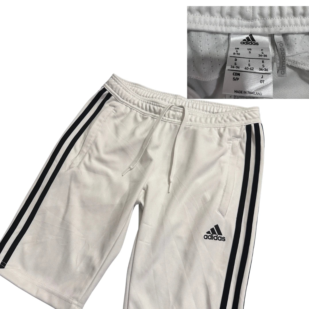 Adidas® White Three Stripe Athletic Shorts(S)
