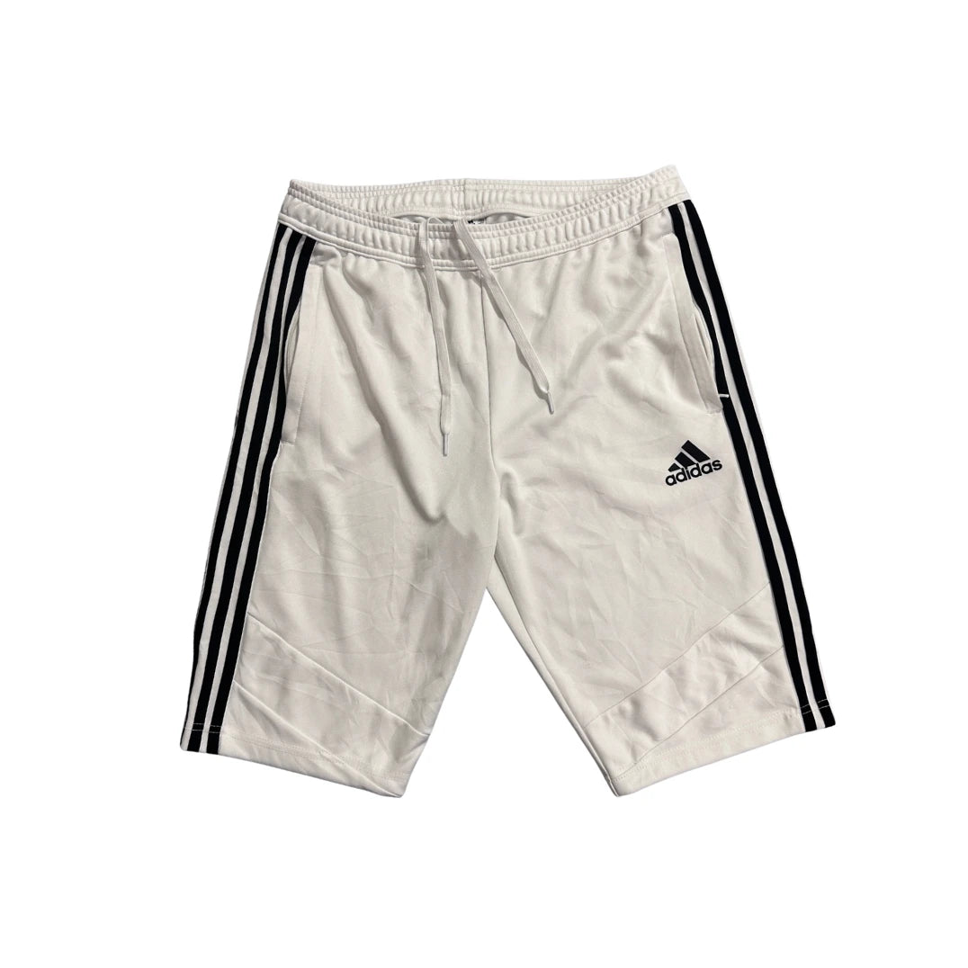 Adidas® White Three Stripe Athletic Shorts(L)