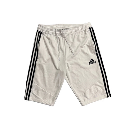 Adidas® White Three Stripe Athletic Shorts(L)
