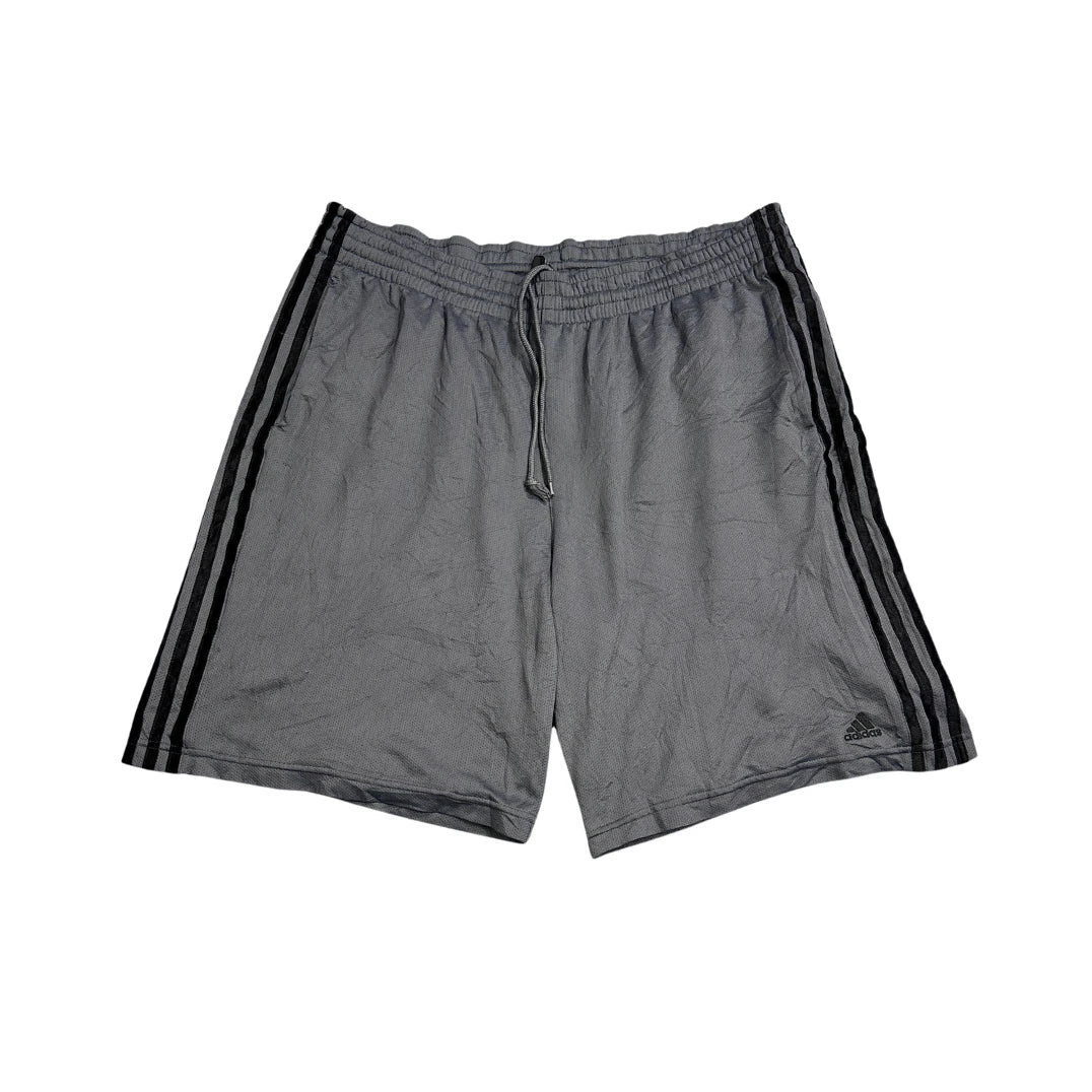 Adidas® Grey Three Stripe Athletic Shorts(XL)
