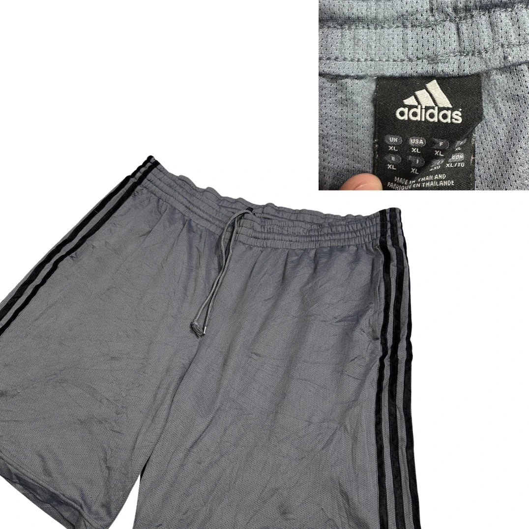 Adidas® Grey Three Stripe Athletic Shorts(XL)