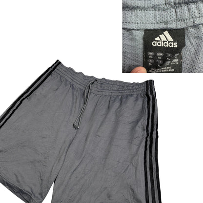 Adidas® Grey Three Stripe Athletic Shorts(XL)